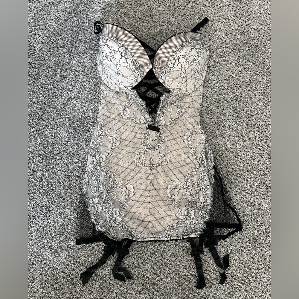 Victoria's Secret Elegant Black and White Chemise